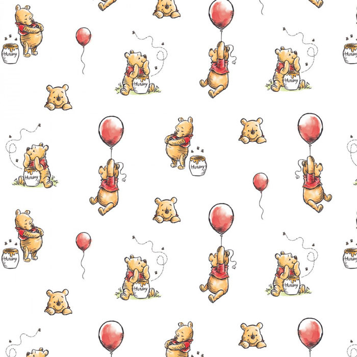 Winnie the Pooh Balloon White Fabric