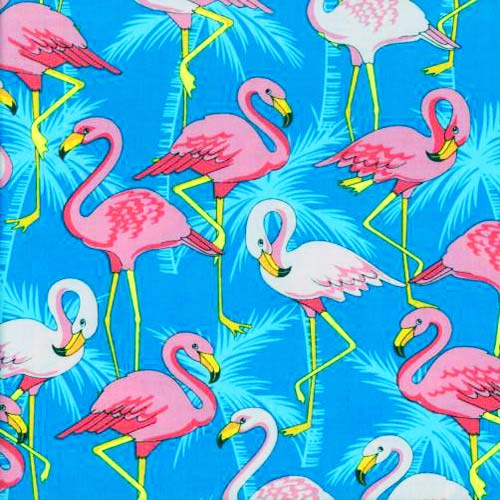 Flamingo Road Flamingos on Blue