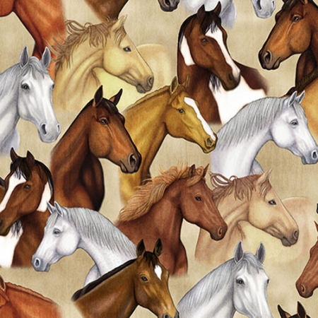 Mustang Sunset Packed Horses Cream