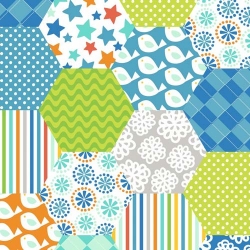 Alfie and Bettie Hexagons Blue