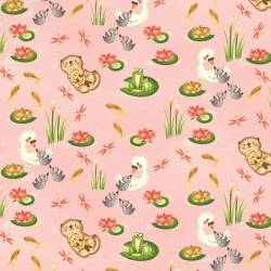 Hugs & Love Lily Pads & Animals Allover Pink