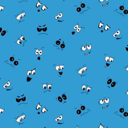 I Spy Fabric Funny Faces Blue