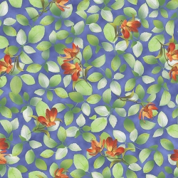 Belle Flowers & Leaves on Periwinkle