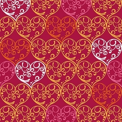 Love Bugs Red Scrolled Hearts
