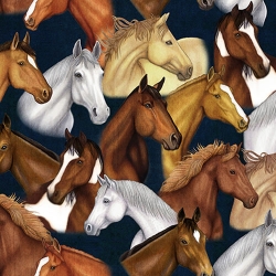 Mustang Sunset Packed Horses Navy